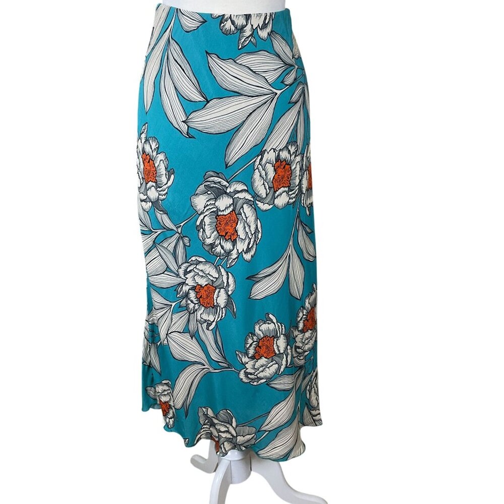Fifteen Twenty Mia Bias Cut Midi Large Floral Print Lined Elastic Waist Skirt M